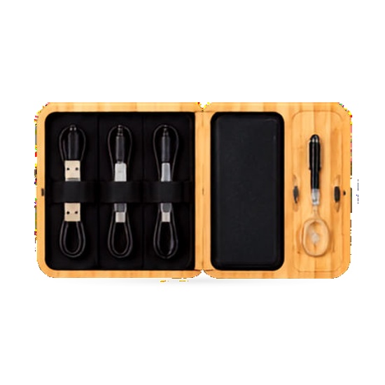 Multifunctional Bamboo Cable Organizer Box