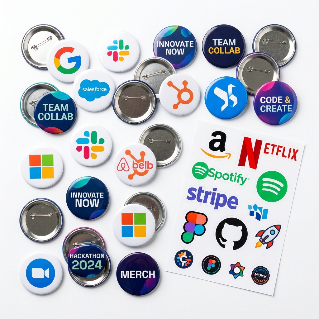 Custom Button Pins & Vinyl Stickers