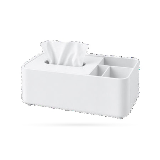 Multi-Compartment Desk Tissue Box & Caddy